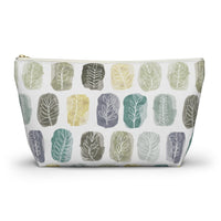 Watercolor Leaf Stamp Accessory Pouch w T-bottom in Teal